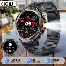 EIGIIS KE3 Bluetooth llamada reloj inteligente hombres pantalla completamente táctil Monitor de salud reloj con linterna hombres SmartWatch para IOS Android