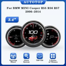 AUTOTOP 3.4 "Strumento Speedmetro Per BMW MINI Cooper R55 R56 R57 2006-2014Auto LCD Cruscotto Pannello Linux Digital Cluster Fual