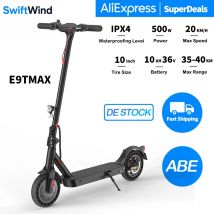 E9TMAX 10-Zoll Elektroroller 500W 36V10Ah 35-40km Reichweite Wabenreifen Hinterradfederung City-Pendler-E-Scooter (ABE) mit App