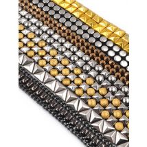 Punk Metal Studded Tape Banding Trims with Iron on Hot Fix Glue Backing by Yard,Used for Garment,DIY Punk Decorations
