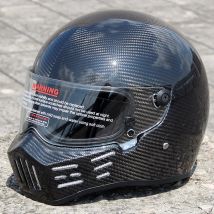 Full Face Helm Retro Motorrad Helm Männer Real Carbon Fiber Motocross Racing Moto Auto Kart Stick