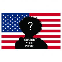 100D  Custom American Flag Tapestry Upload Images Customized Banners Wall Hanging Personalized Backdrop With Photo&Text Poster