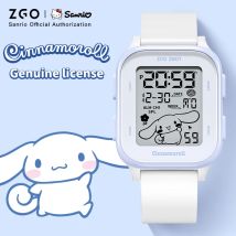 ZGO Sanrio Cinnamoroll Kinderuhr für Mädchen und Studenten, niedlicher, einfacher Stil, wasserdicht, quadratisch, digitale elektronische Uhr, Geschenk 878