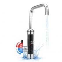 Rubinetto da cucina con 360 °   Presa rotante, regolazione dell'acqua calda e fredda, tubo in acciaio inossidabile e display della temperatura a LED