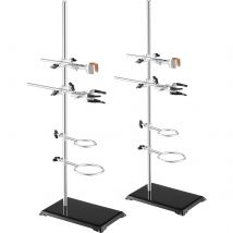 SucceBuy Lab Stand Support Laboratory Retort 2 Sets Steel Lab Stand 23.6" Rod Includes Flask Clamps Burette Clamps&Cross Clamps
