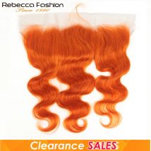 Rebecca Brazilian Straight Hair Lace Frontal Closure 13x4 Ear To Ear Frontal 100% Remy Human Hair Lace Frontal Ginger Orange