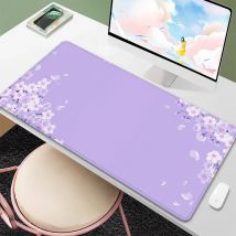 Lila Blüten-Schreibtischunterlage, süßes pastellfarbenes lila Lila, Lavendel, Kirsche, Sakura-Blumen, japanische Schreibtischunterlage, süßes Kawaii-Mauspad, 900 x 400