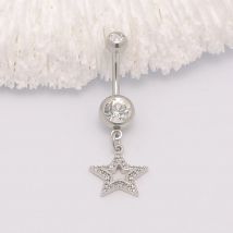 14G Bauchnabelpiercing Edelstahl Stern Nabelring Körperschmuck