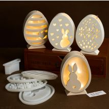 Ei-förmige Kaninchen Beleuchtung Spleißen Silikon Form Diy Nette Herz Hase LED Lampe Stand Lichter Gips Form Wohnkultur Liefert