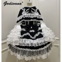 Original Lolita Dress Cape Set New Spring Autumn Sweet Girl Lace Princess Jsk Cake Dress Fairy Suspender Dress Shirt Outfit