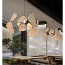 Nordic Kronleuchter Wohnzimmer Studio Küche Holz Bambus Lampe Kronleuchter Blatt Gitter Ländlichen Hand Made Nachahmung Rattan Lampe