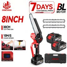 ONEVAN 45000RPM Akumulatorowa Bezszczotkowa Piła Łańcuchowa Elektryczna Przenośne Narzędzie do Cięcia Drewna Moc 4500W Piła 8-calowa Kompatybilna z Akumulatorami Makita