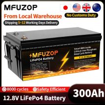 Batteria al litio MFUZOP 12V 300Ah LiFePO4 3840Wh con supporto BMS 200A migliorato in serie/connessione parallela