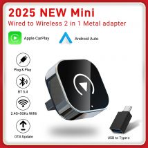 Dongle CarPlay Wireless 2in1, Adattatore Android Auto Wireless, Box Intelligente AI per Sistemi Auto con CarPlay Cablato