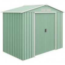 Outsunny Outsunny Caseta de Jardín 213x130x185 cm Cobertizo de Exterior Metálico para Almacenamiento de Herramientas Verde Claro