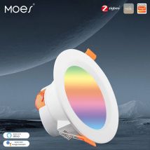 MOES-luz descendente LED inteligente Zigbee, foco redondo con atenuación, 7/10W, RGB, cambio de Color, luz fría y cálida, Alexa, Google Home, Vocie