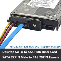 Scheda di espansione Riser SATA (7+15) Convertitore adattatore SATA a SAS da 22 pin maschio a SAS da 29 pin femmina da 6 Gbps per HDD SAS da 2,5" 3,5"