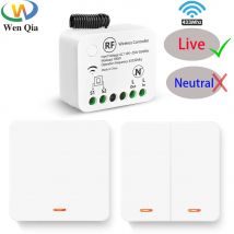 Interruttore della luce wireless RF 433MHZ Nessun cavo neutro richiesto 110V 220V Mini modulo relè a filo live singolo Funziona con 86 interruttori a pannello