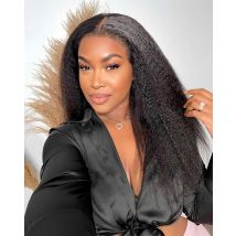 Parrucca per capelli umani anteriori in pizzo dritto crespo trasparente Glueless 4x4 parrucche frontali in pizzo capelli umani Remy 13x6 parrucca con parte in pizzo per le donne