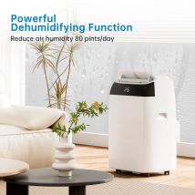 12000 BTU/H, condizionatore d'aria portatile 3 in 1, ventola, deumidificazione, ventilazione con telecomando, Timer 24 ore, modalità Sleep