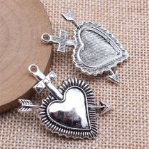 IFOCUS 10 teile/los Gothic Kreuz Mit Einem Pfeil Piercing Das Herz Charms Für DIY Schmuck Machen Zink-legierung 39x23mm/1,54x0,91 zoll