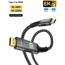 8K USB C to HDMI 2.1 Cable Adapter  8K60Hz  Type C to HDMI Cable for Thunderbolt 3 Compatible with MacBook Pro  IPad pro  Laptop