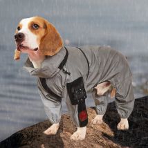 Chubasquero grande para perros al aire libre, chaqueta reflectante con protección solar, impermeable para mascotas, Sudadera con capucha, ropa impermeable para perros medianos y grandes, mono