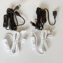 Cavo USB da 2 m con interruttore ON/OFF Cavo di prolunga USB maschio-femmina di colore bianco o nero per ventola lampada USB