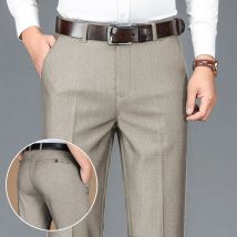 Pantaloni da abito da lavoro classici a gamba dritta da uomo nuovi Pantaloni da ufficio per occasioni formali solidi Pantaloni larghi da uomo di alta qualità Taglie forti