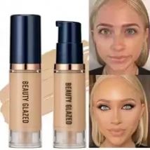 BEAUTY GLAZED Fondotinta liquido a 6 colori, copertura totale, lunga durata, impermeabile, effetto naturale, idratante