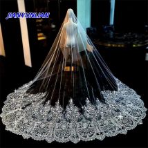 Luxus Perlen 3M 4M 5M Lange Hochzeit Schleier Applizierte Luxuriöse Schleier für Braut Mit Kamm velos de novia