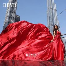 RFYR Vestido de noche de línea A, vestidos de fiesta de cola larga, vestido volador, vestido de gala de celebridades para mujeres árabes, فساتPersonalizado