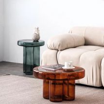 Couchtisch aus Glas, leichtes, luxuriöses, modernes Wohnzimmer, Teetisch in Blütenblattform, Beistelltisch, nordischer, minimalistischer, kreativer Ecktisch