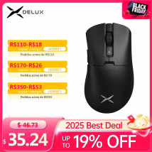 Delux M900PRO Mouse da gioco wireless ergonomico 8K velocità di polling PAW3395 Dock di ricarica RGB magnetico da 63 g per PC Gamer con mano grande destra