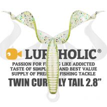LUREHOLIC 2.8" 7 cm 12 pcs Twin Tail Grub Soft Lure Baits for Bass Fishing Worm Bait for Jig head, Worm Hook