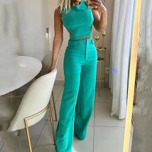 2025 frauen Schlank Zwei Stück Set Splice Ärmel Aushöhlen Tops Hohe Taille Hosen Set Casual Solide Büro Dame Frühling mode Set