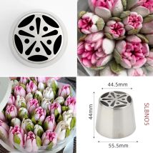 Neue Ankunft Edelstahl XXL Russische Frühling Tulpe Icing Spitze Kuchen Dekoration Gebäck Rohrleitungen Düse # LBNO5