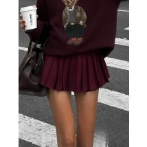 KONDALA Vintage Casual Chic Burgund Frauen Rock Solide Reißverschlüsse Kurzen Falten Rock Mode 2025, Herbst Y2K Mädchen Mini Rock