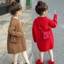 Herbst Winter Neue Mädchen Pullover Lange Stil Einfarbig Vielseitig Woolen Stricken Kleid Für 2-8 Jahre Koreanische Kinder pop Pullover Kleid