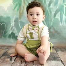 Ylsteed Baby Boy 1. Geburtstags feier Outfit Hosenträger Hose und weiße Tops mit Fliege Kinder 1. Geburtstag Fotografie Kleidung