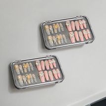 {MX} Kunststoff Klar Rechteck Falsche Nägel Lagerung Fall Für Nail art Display Staubdicht Schmuck Box Make-Up Puff Organizer