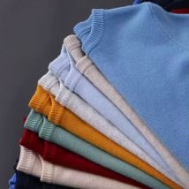 Merino dickes Woll hemd Herren gestrickt O-Ausschnitt atmungsaktiv Cashmer Langarm T-Shirt einfarbige Tops große super feine Strickwaren