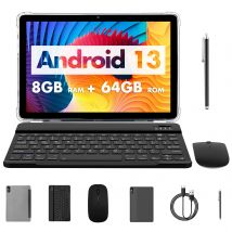 Tableta Android de 10,1" con procesador Octa-core 8GB(4+4GB Virtual) RAM 64GB ROM Pantalla táctil HD IPS, Wi-Fi 6, BT 5.0, Cámara Dual