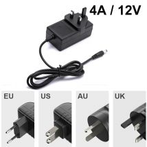 12V 4A Power Supply Adapter US EU AU UK Plug in DC Converter 100-240V AC to DC 12V 48W 4000mA Chargerfor CCTV LED Strip Light