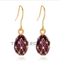 YAFFIL Enamel Egg  Ear Hooks, Grid Diamond Encrusted Design Earrings, Daily Versatile Light Luxury Ear Accessories