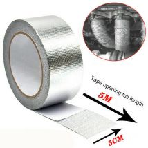 1 STÜCK Auspuffrohr-Isolierband Silber 5 M * 5 cm & 6 Kabelbinder Aluminiumfolie Hochtemperaturbeständiges Klebeband Autozubehör