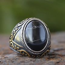 2024 neue Mode 316L Edelstahl Stein Ring Arabischen Ringe Für Männer ZC Stein für jugendlich geschenk Schmuck