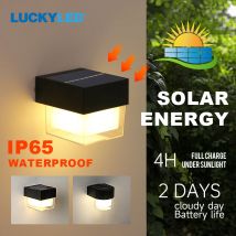LUCKYLED Solar Outdoor Wall Light Waterproof LED Facade Wall Lamp 4W Wireless Street Porch Garden Lighting