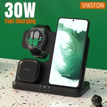 3-in-1-Dock-Pad für kabelloses Ladegerät für Samsung S24 S23 S22 S21 Fold 4 Galaxy Watch 7 Pro 6 5 Active 2/1 Buds Schnellladestation