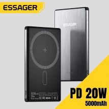 Essager Thin Power Bank 5000mAh Caricatore magnetico per telefono wireless Batteria esterna 20W Ricarica rapida per iPhone 15 14 13 PowerBank